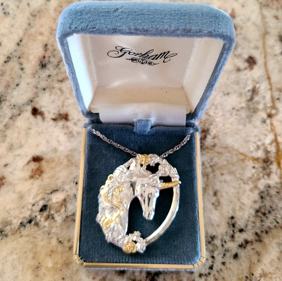 Gorham Jewelry - 👀50%OFF🦄📿 EUC‼️ Vintage Gorham Sterling Silver Unicorn Pendant w/ 24" Chain
